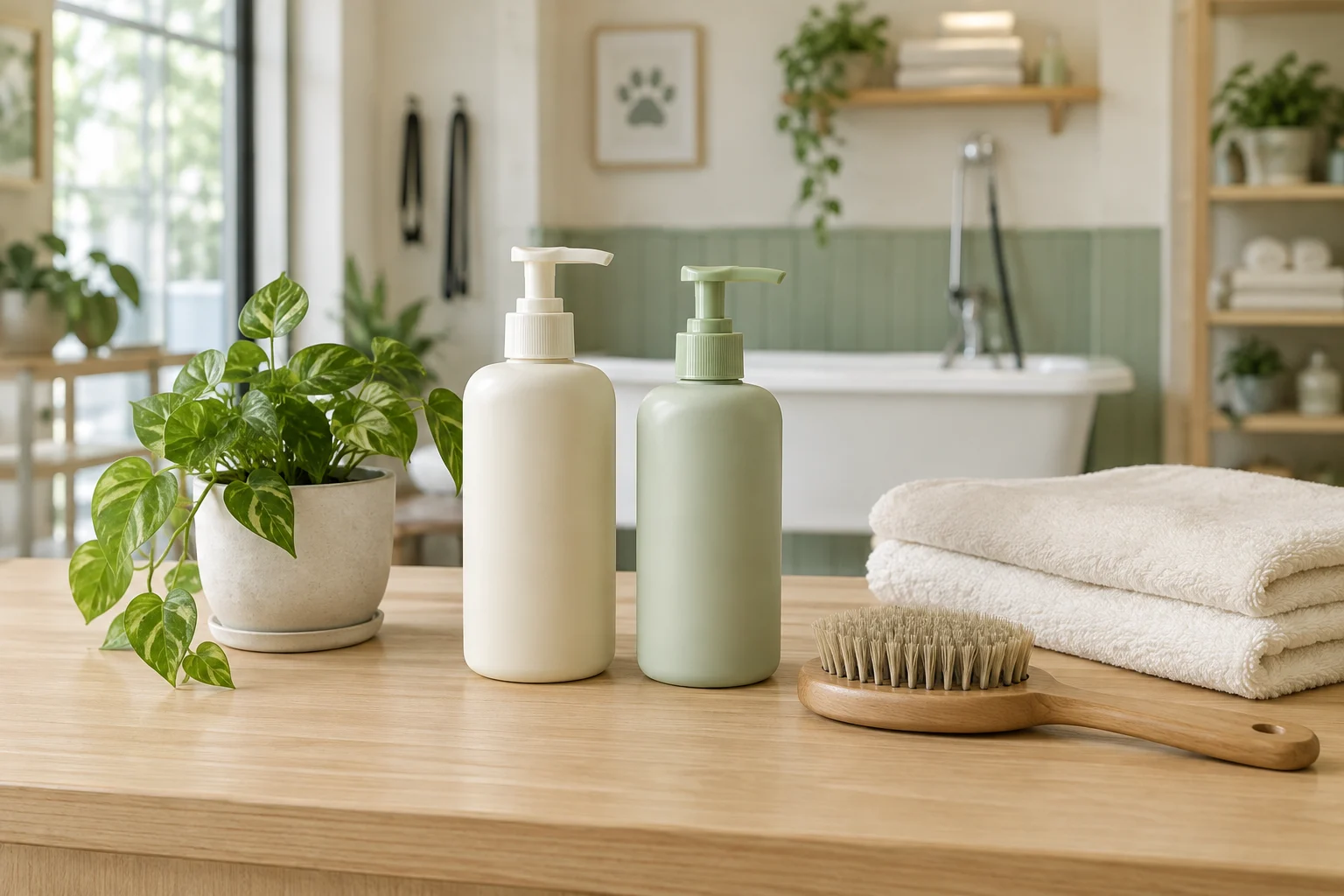 ケア用品と植物のイメージ